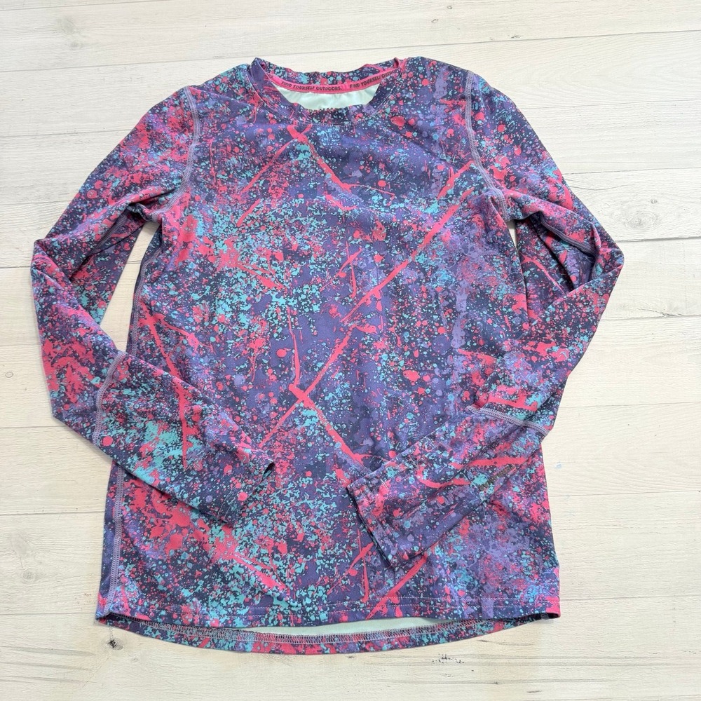 Terramar climasense 2.0 girls baselayer top youth large purple pink‎ splatter